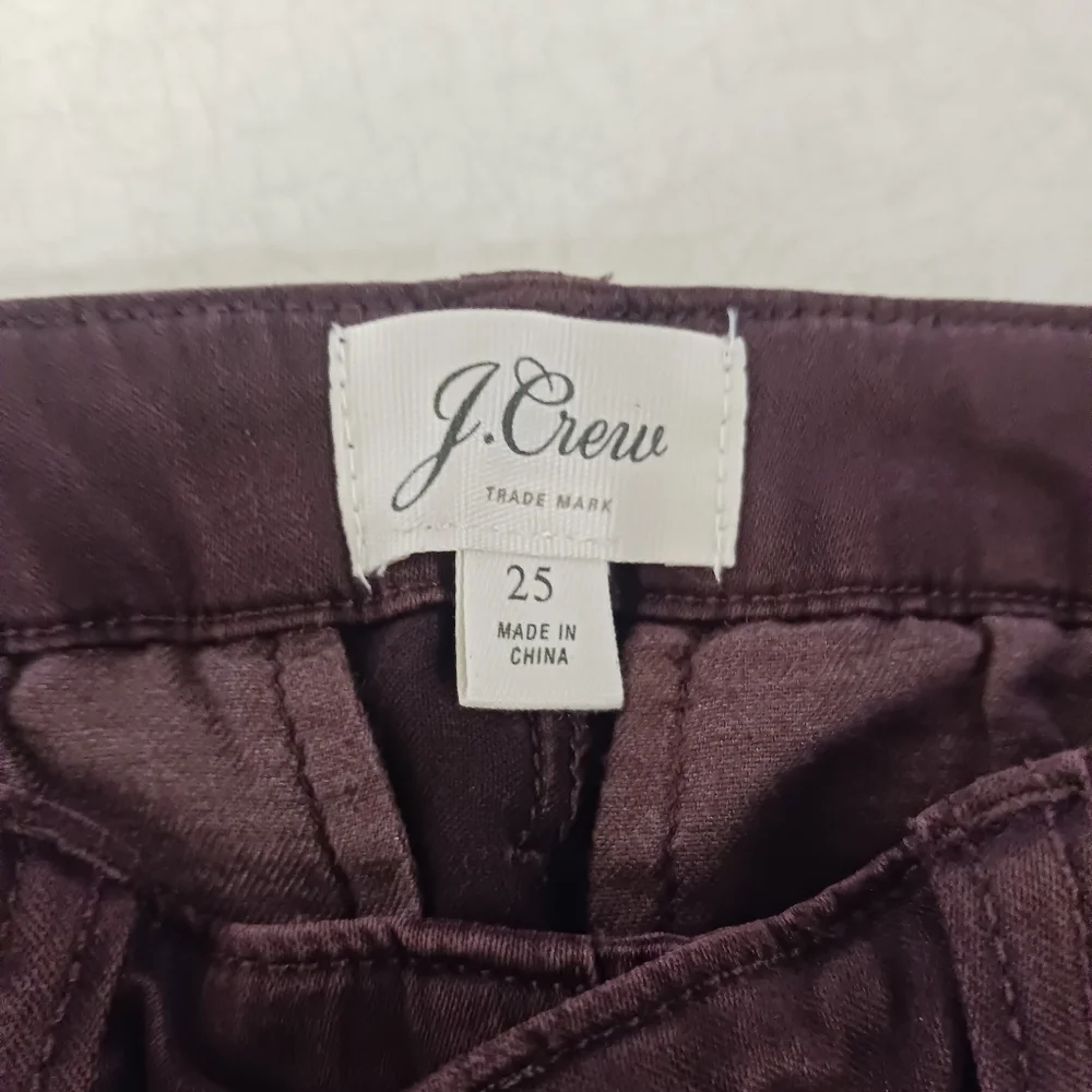 J. CREW Burgundy HIGH WAISTED  Skinny JEANS With Pockets Pants 25